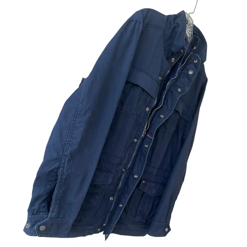 Tommy Hilfiger Warm Lined Utility Performance Coat Navy Blue Jacket Size Medium